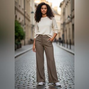 Hilary Radley Brown Combo Straight Wide Leg Pants Size 14 NWT